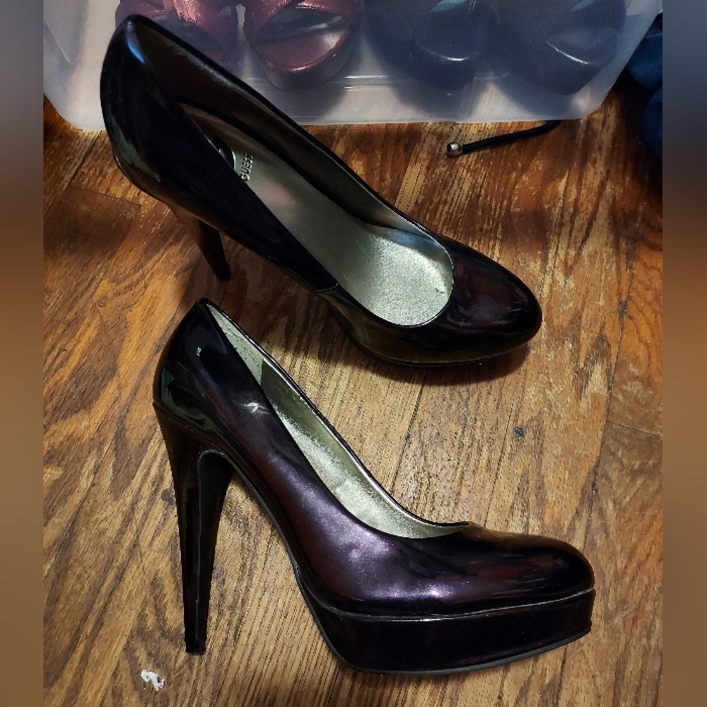 Plum colored G by Guess heels, size 10.